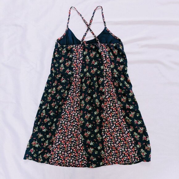 Abercrombie & Fitch Womens Size S Sundress Navy Blue w/Pink Floral - Picture 4 of 5